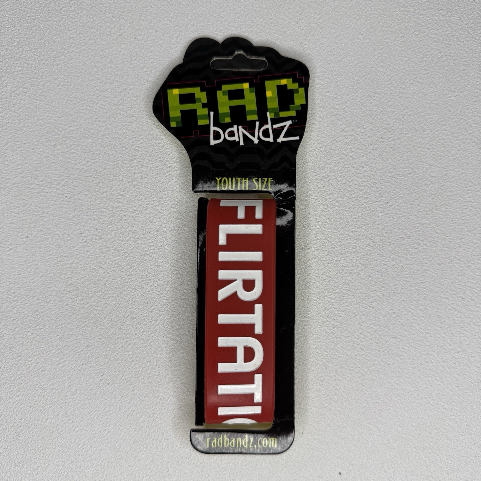 Radbandz FLIRTATOUS Hot Topic Silicone Wristband Bracelet Red White Youth Size