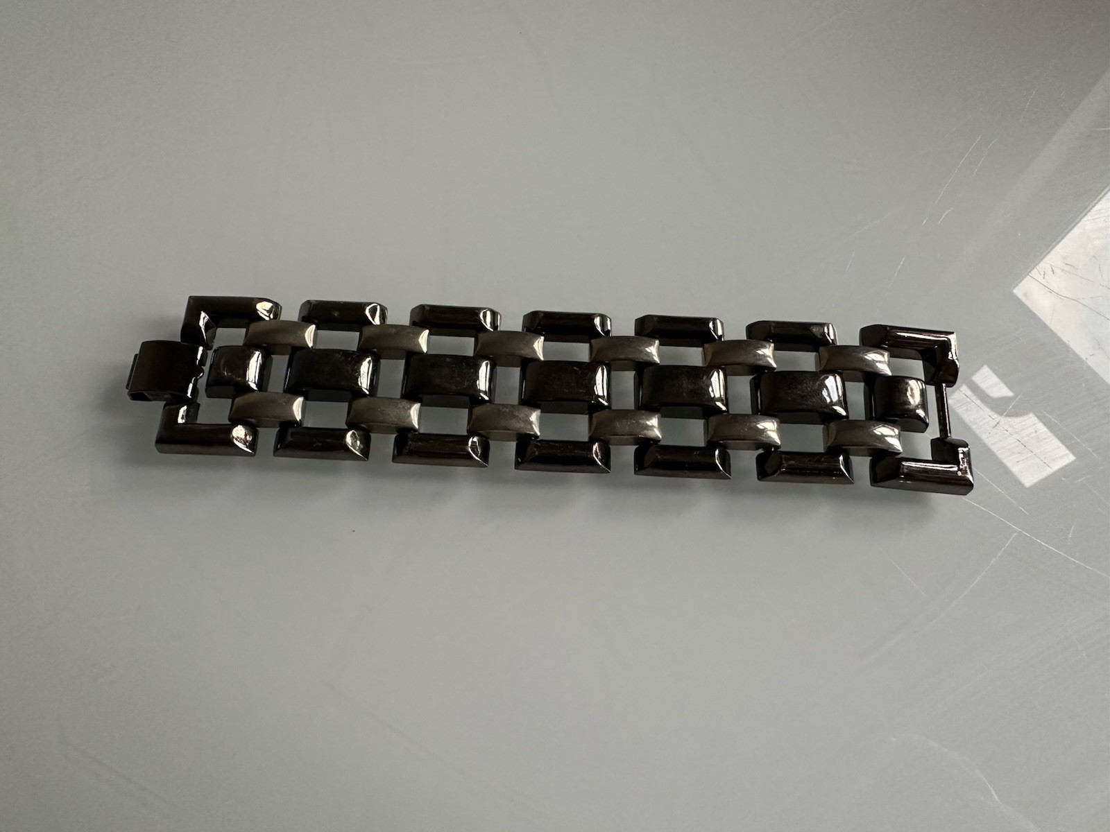 Vintage Gun Metal Grey Wide Gate Bracelet