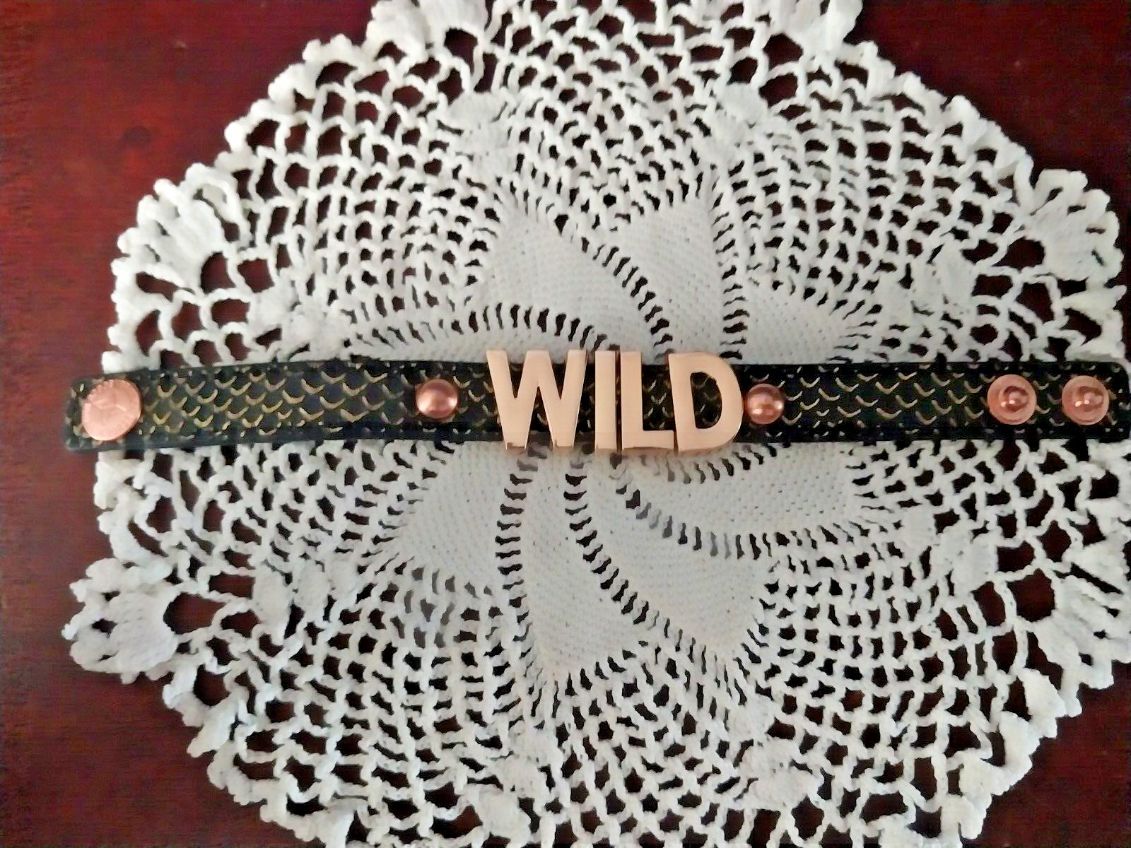 BCB Generation Wild Bracelet Black with Gold Tone Letters Snap Lock