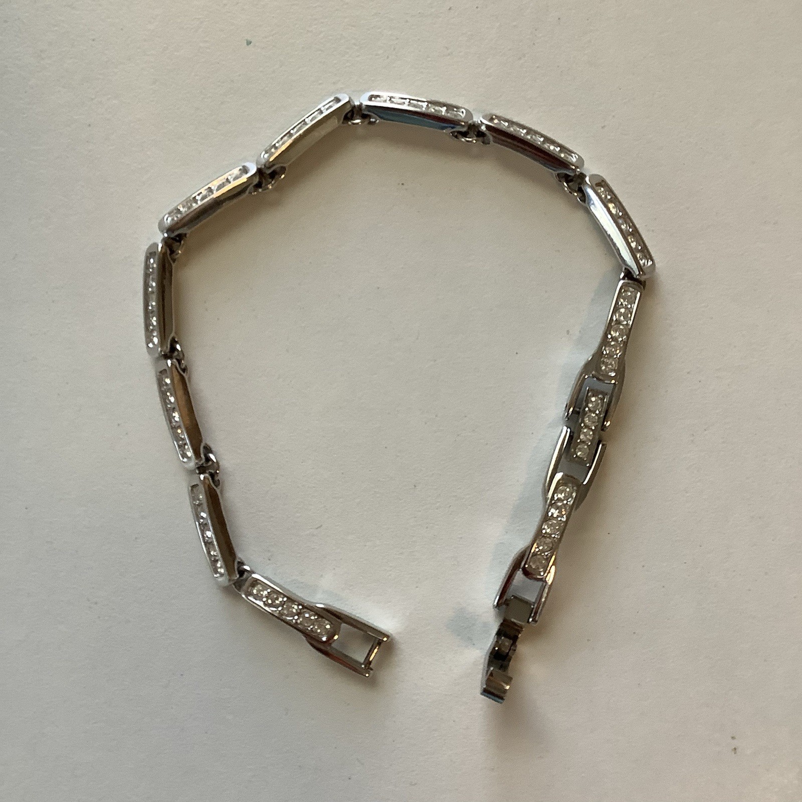 Authentic Swarovski Pave-set Crystal Bar Link Or Tennis Style Bracelet Signed