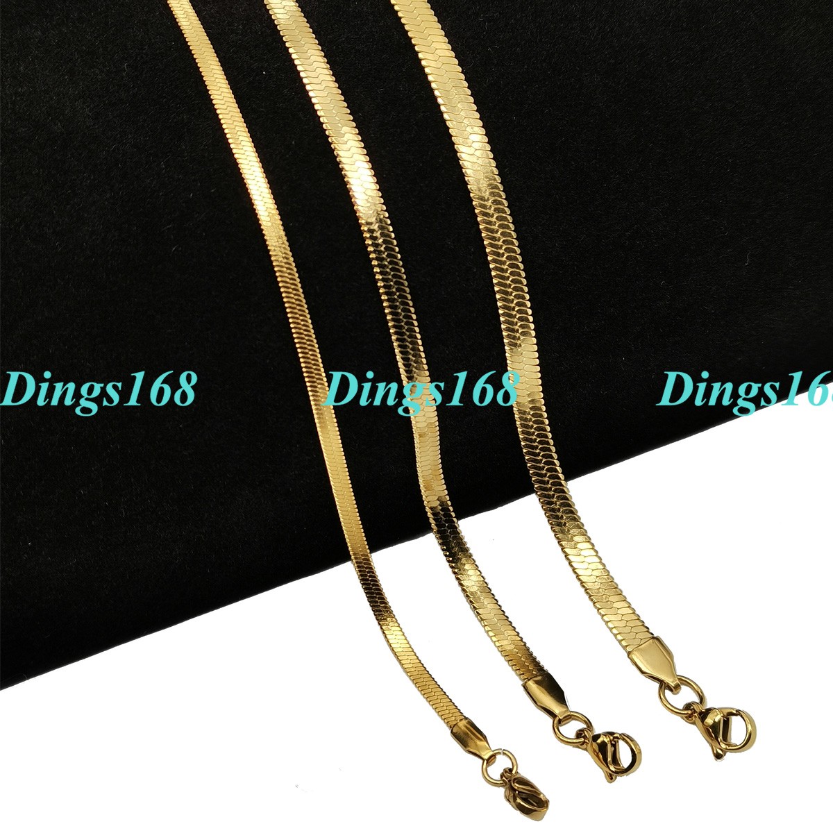 Men&women’s 18K Yellow Gold Filled 18 inch 4mm wide Flat Snake Chain Necklace