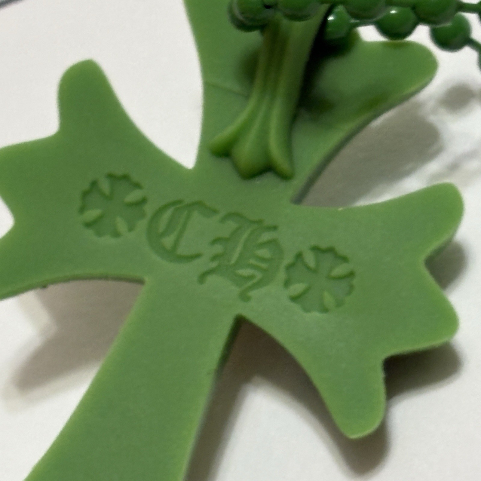 Chrome Hearts Pendant Cross Green Silicone Necklace 100% Authentic Brand New