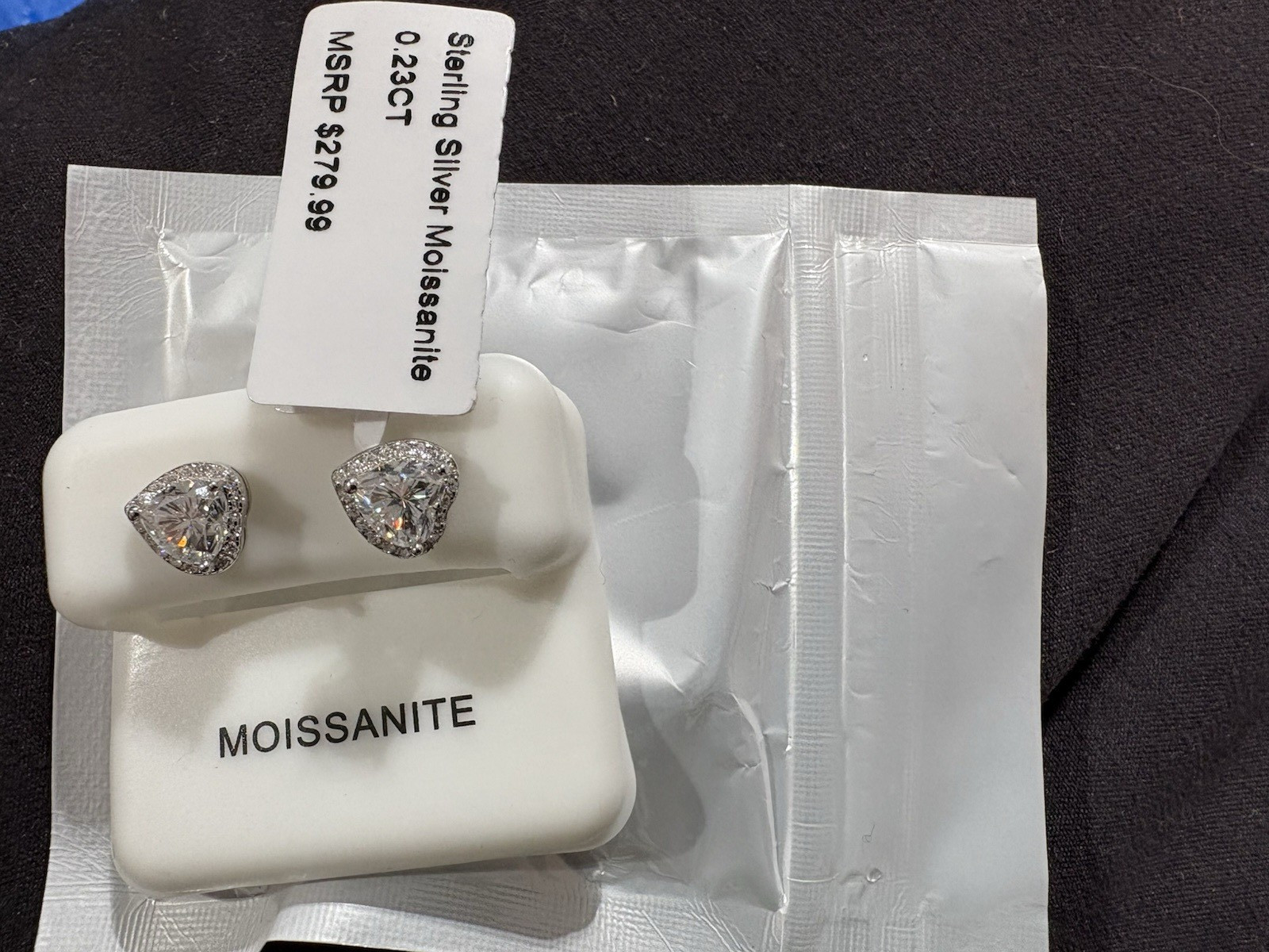 Sterling Silver 925 Lab-Created Moissanite Heart Halo Stud Earrings, Butterfly