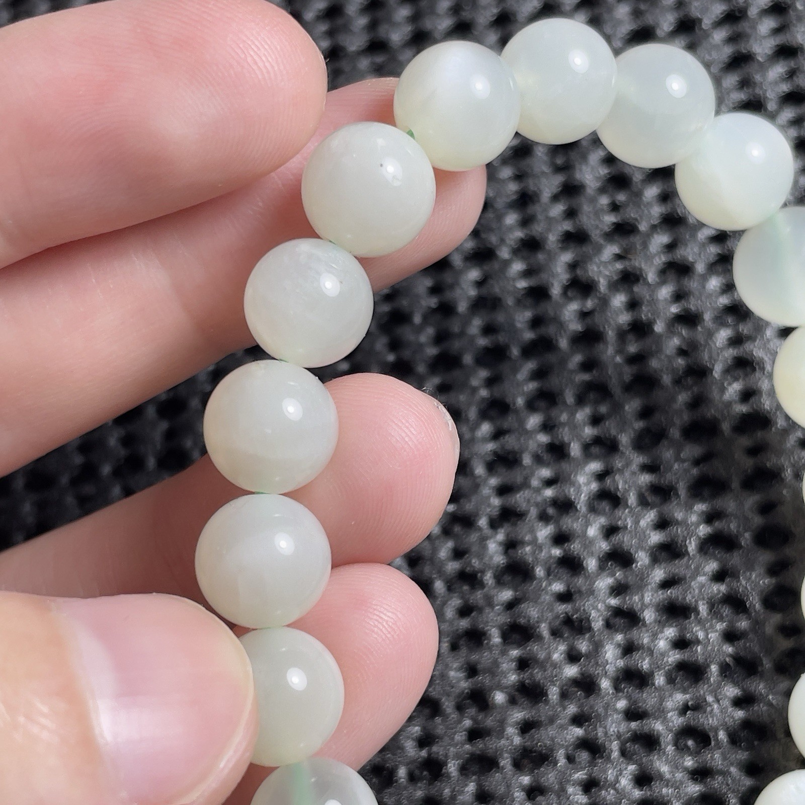 9.4mm Green Moonstone Stretch Bracelet Healing Crystal Reiki Chakra Jewelry Gift