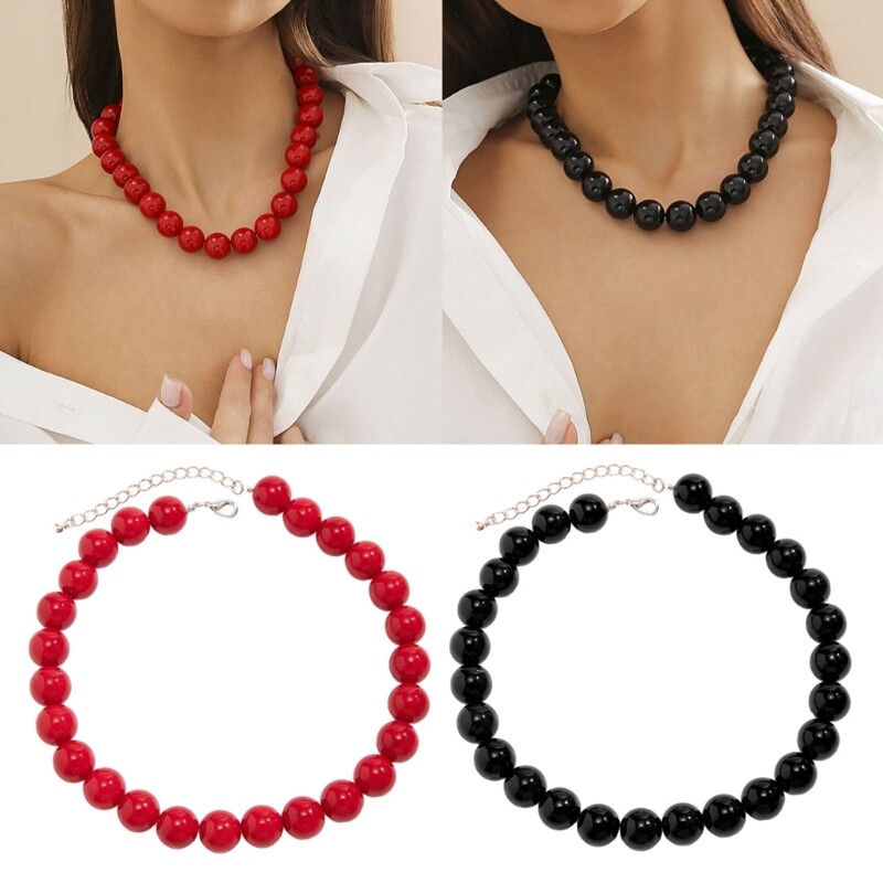Lightweight Beads Choker Durable Acrylic Beaded Necklace Trendy Short Necklace