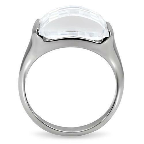 TK100 – High polished (no plating) Stainless Steel Ring with AAA Grade CZ in
