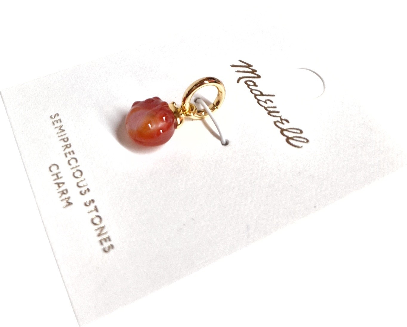 Madewell Semiprecious Ladybug Charm Antique Gold Red Brass Nickel Safe New