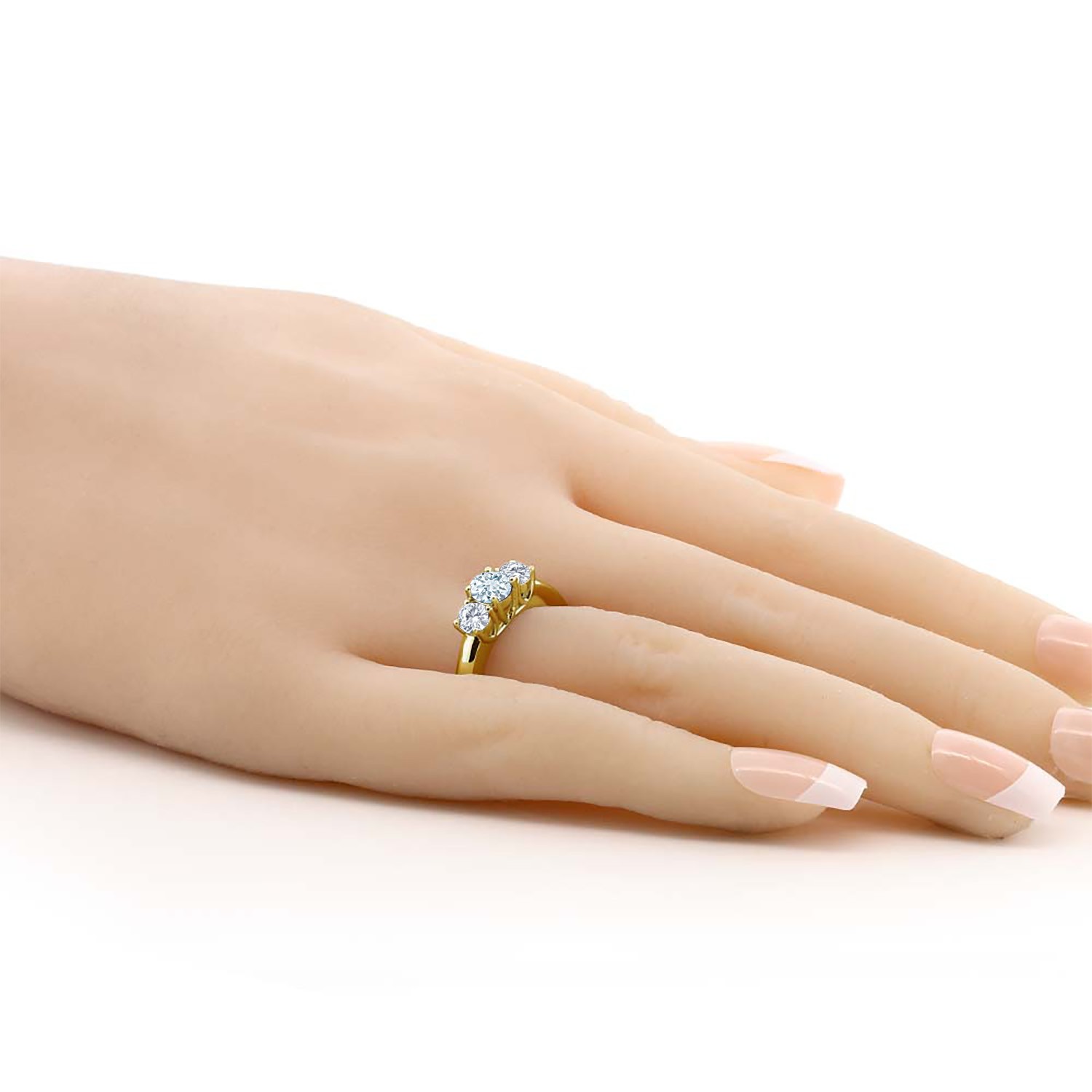 18K Yellow Gold Plated Silver Ring Round Aquamarine Moissanite (0.96 Cttw)