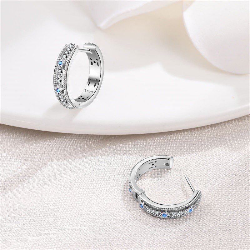 PANDACH 925 Sterling Silver French Huggie Hoop Earrings 12mm Women Jewelry Gifts