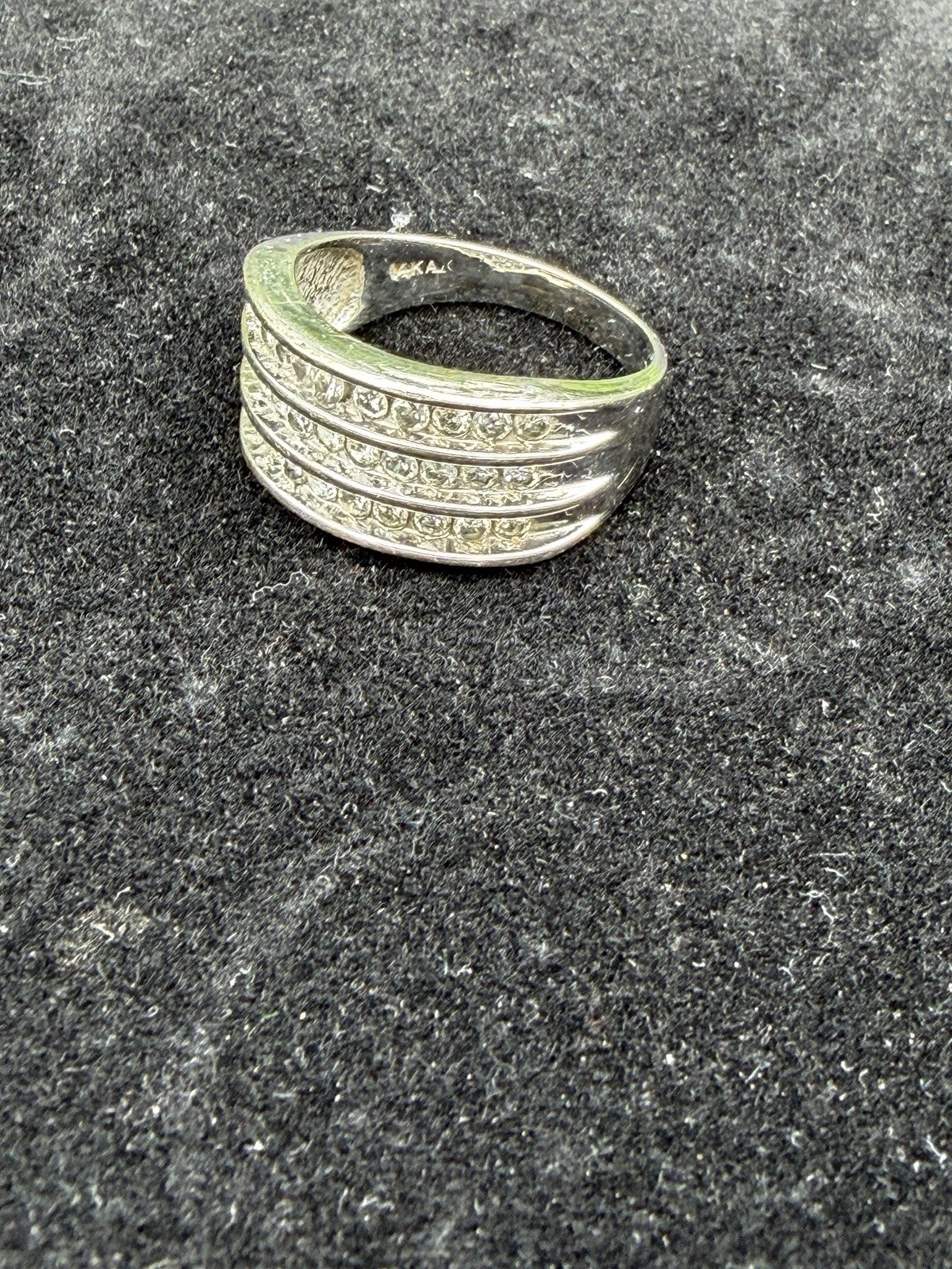 14k White Gold Band Ring w/1.00 Karat Diamond 3- Row Channels