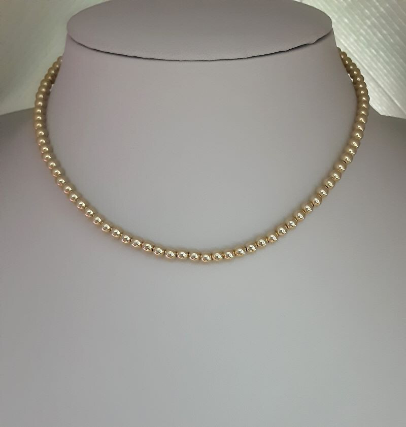 14k Gold Filled 4mm Beaded Ball Choker Necklace 40cms + 5cm Extenson Chain