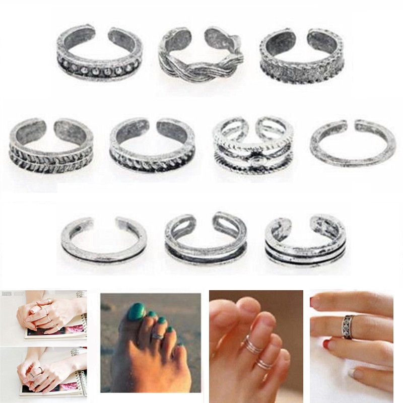 10 pc Open Toe Ring Set