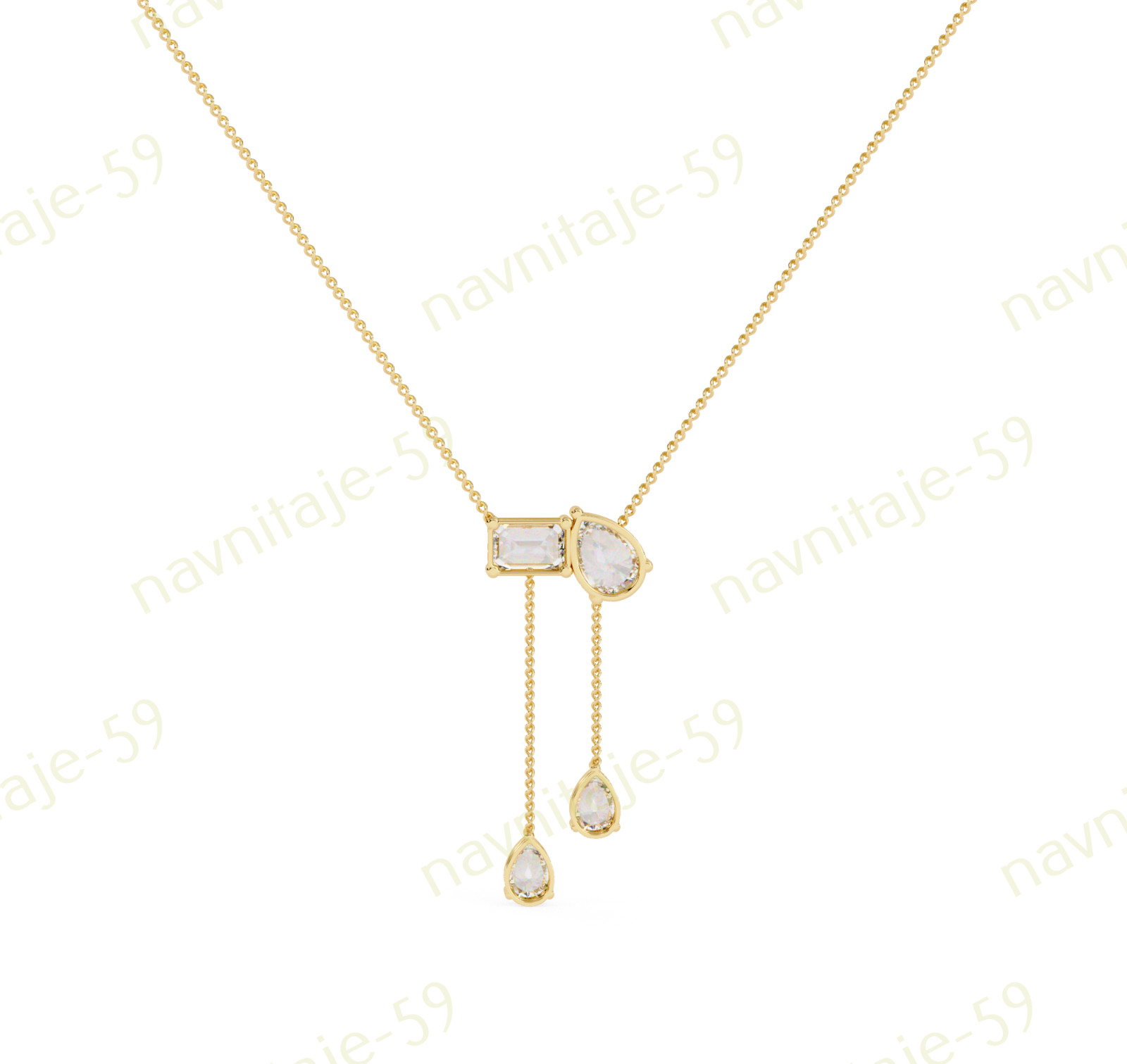 Women’s Chain 18″ Necklace Simulated Diamond 14K Yellow/ White/ Rose Gold Plated