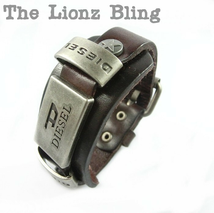 Urban Industrial style Genuine Red Leather & Metal Plate Wide Band Bracelet