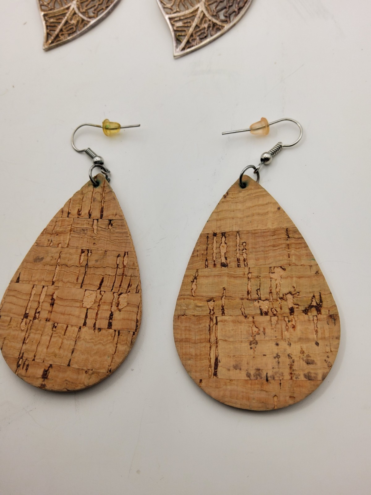 (4) Pairs of Hoop Metal, Cork Earrings