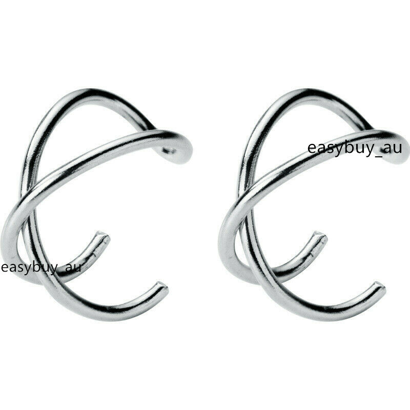 1 Pair REAL S925 Sterling Silver Ear Cuff Earring Cartilage No Pierce Minimalist