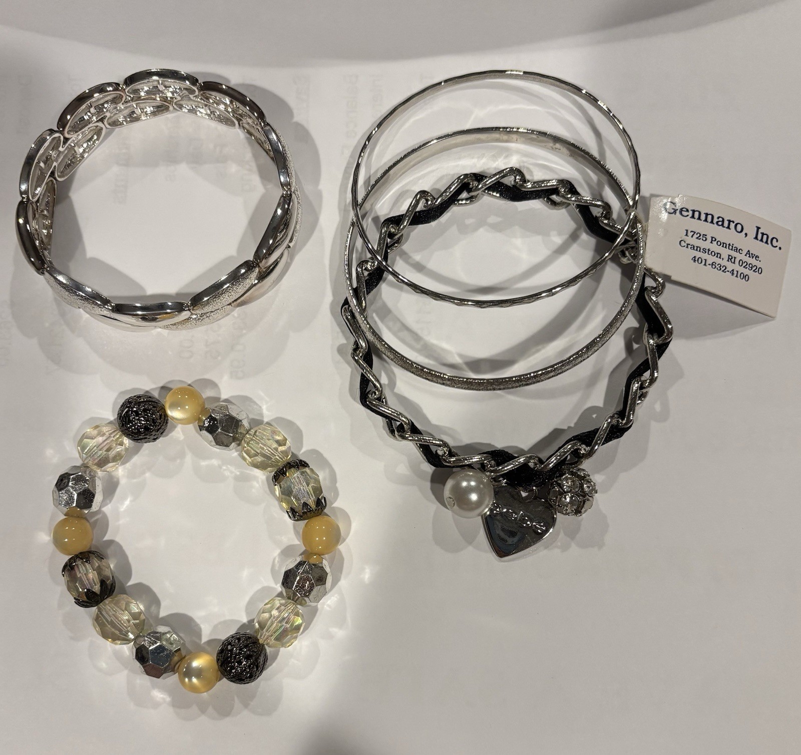 5 different Bracelets Two Stretch/ Three with Heart & Pearl Charms