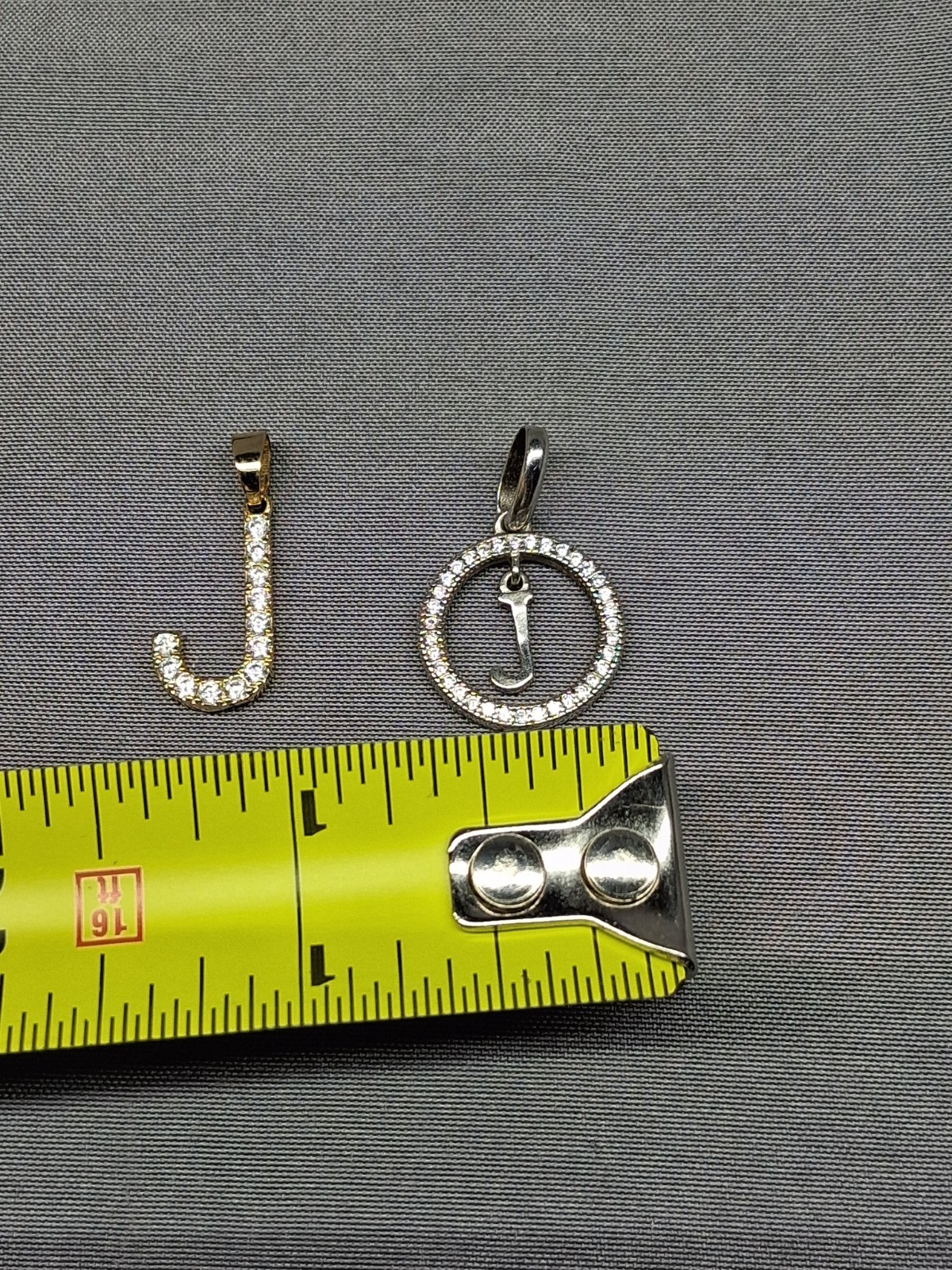 BSI 925 Sterling Silver Letter Iniital “J” W/Clear CZ’s Pendant Lot Of 2