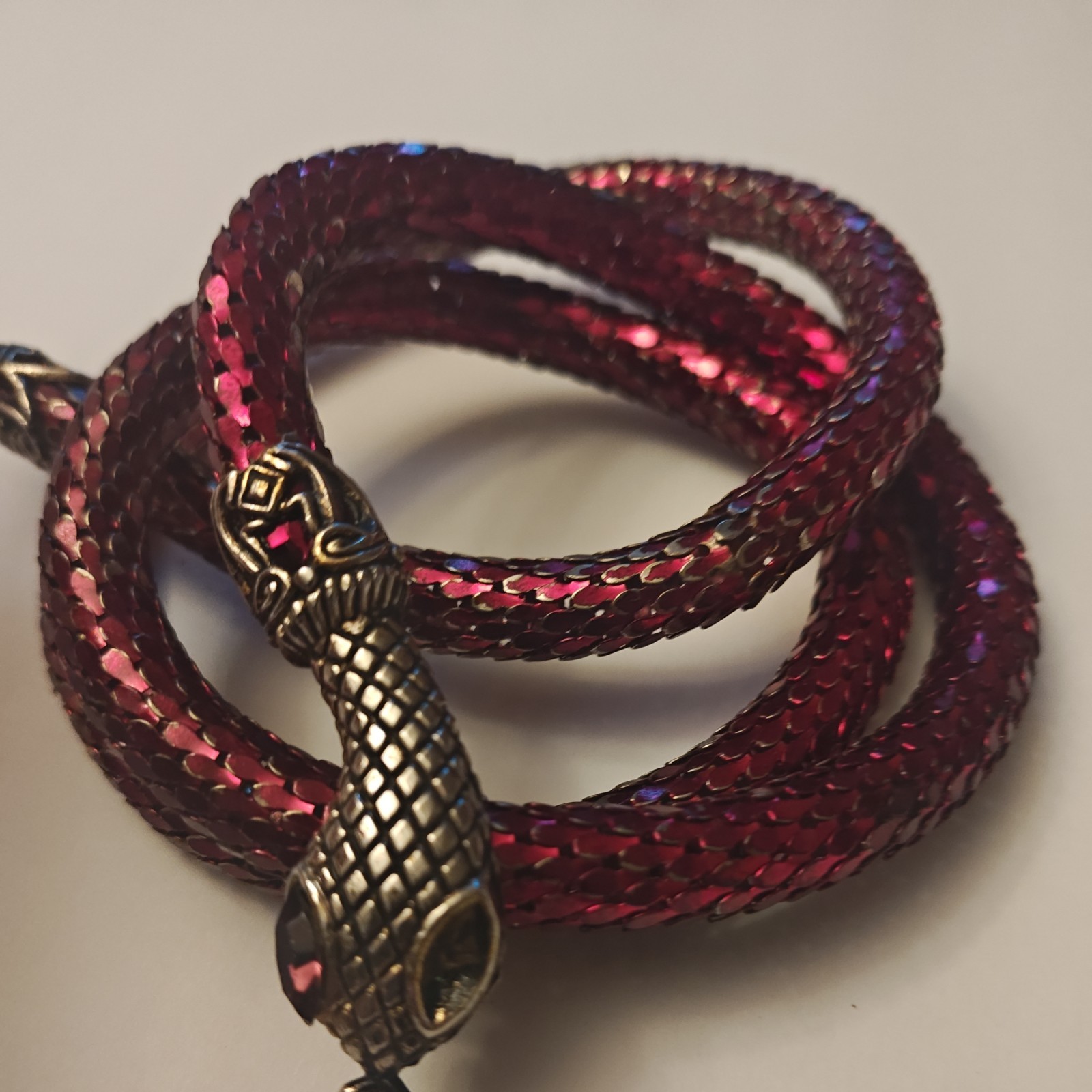 Vintage D L Auld Snake Necklace, Ruby Red Eyes, missing an eye. see pictures.