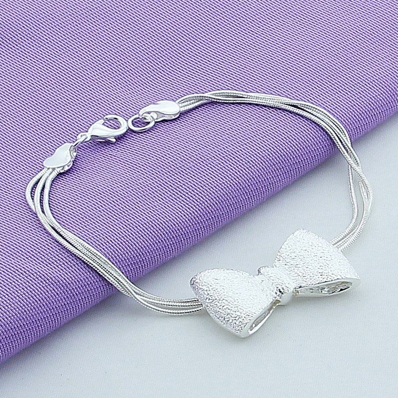 925 Sterling Silver Bow Knot Wedding Ladies Butterfly Bracelet Charms
