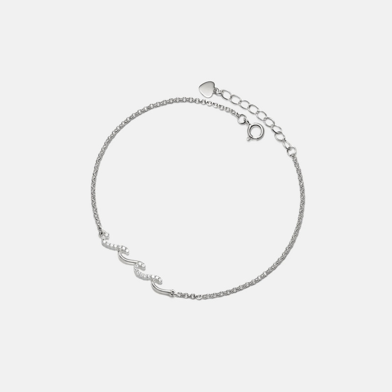 Dainty Gold Ocean Wave Bracelet in 925 Sterling Silver
