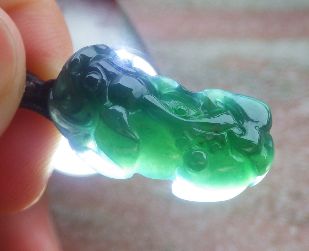 Video Certified Natural A Jade jadeite pendant Small Dragon PI XIU 413462 TS