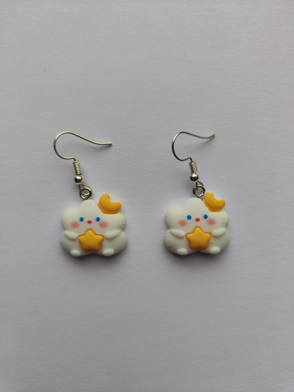 White Cloud Dangle Earrings – Silver Plated