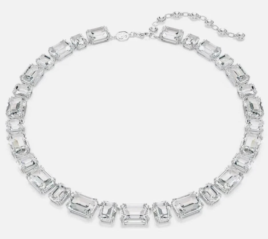 SWAROVSKI Millenia Tennis Necklace, Octagon Cut, White, Rhodium Plated