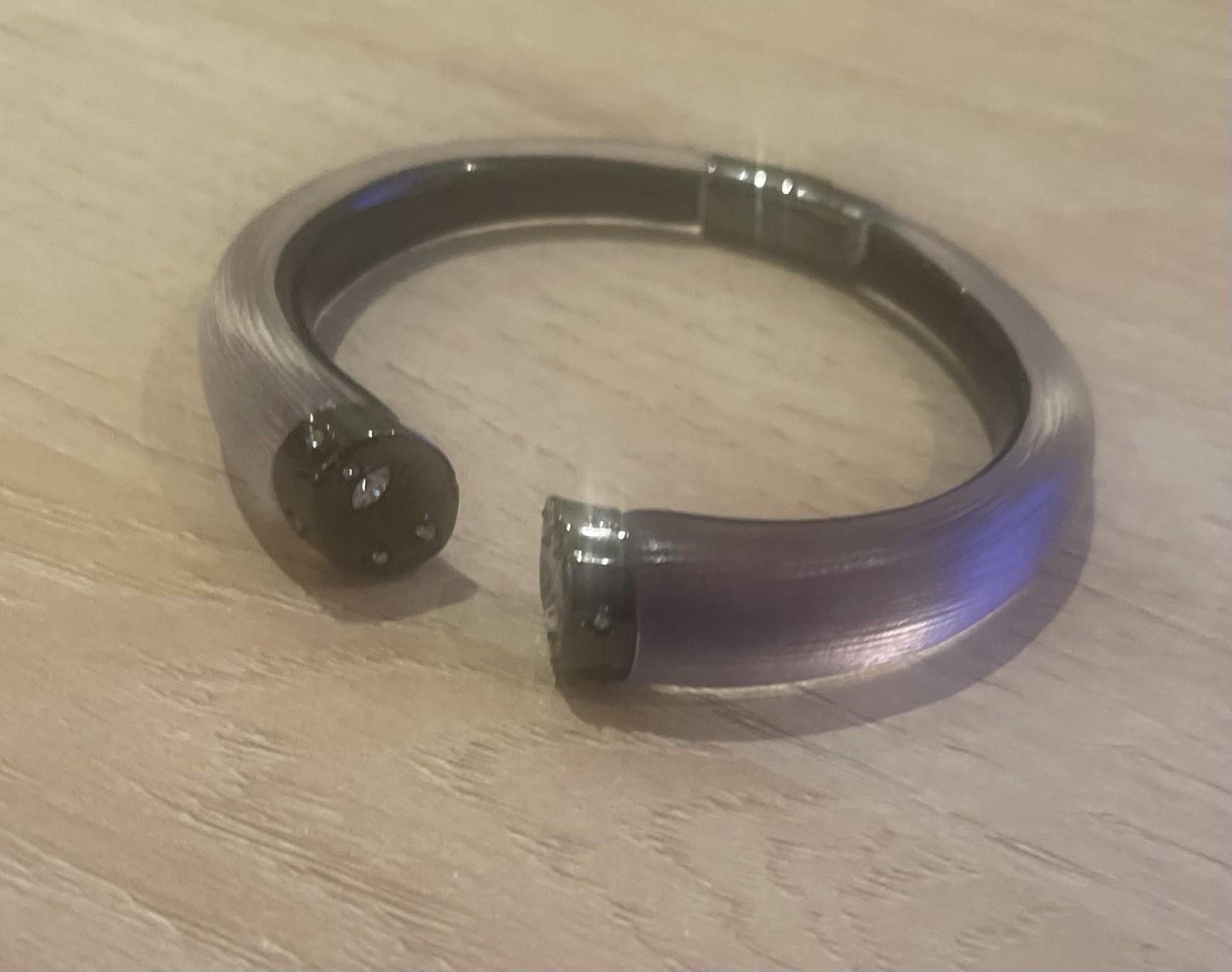 Alexis Bittar Purple Lucite Brutalist Studded Hinged Bangle Bracelet