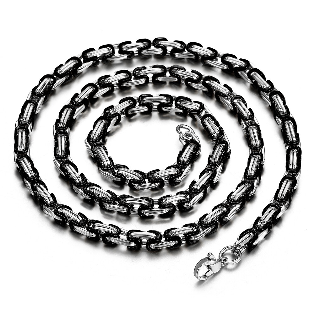 5mm Stainless Steel Necklace Byzantine Box Link Mens Chain 18″-24″