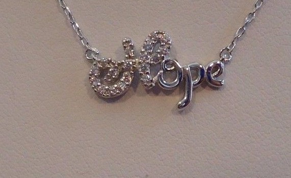 925 STERLING SILVER LADIES HOPE PENDANT NECKLACE W/ .30 CT ACCENTS / NEW DESIGN!