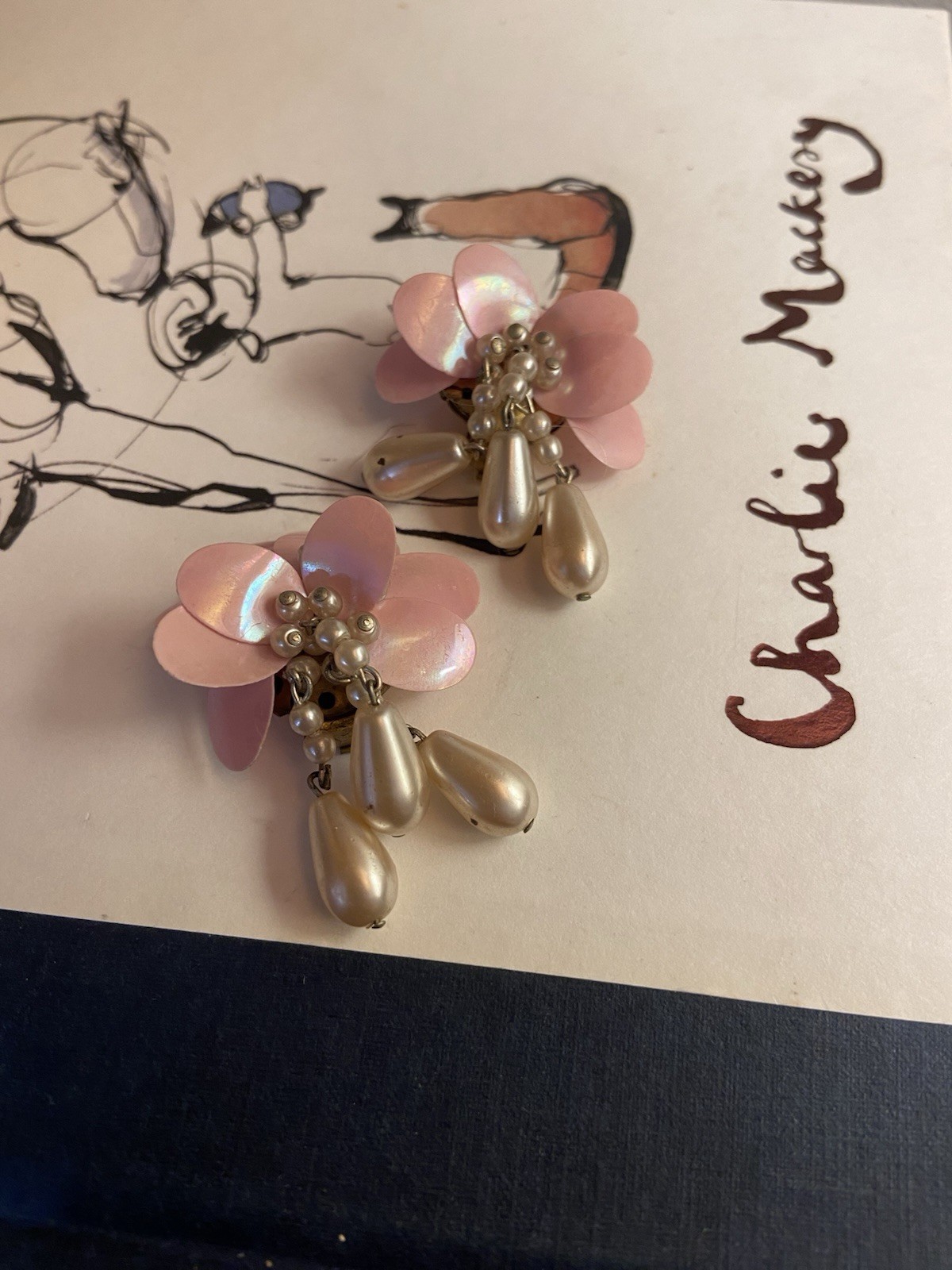 Vintage 1950s Movable Petal Flower Clip-On Earrings