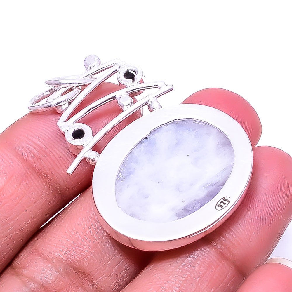 Rainbow Moonstone 925 Sterling Silver Pendant 1.76″, Christmas Gift P21131