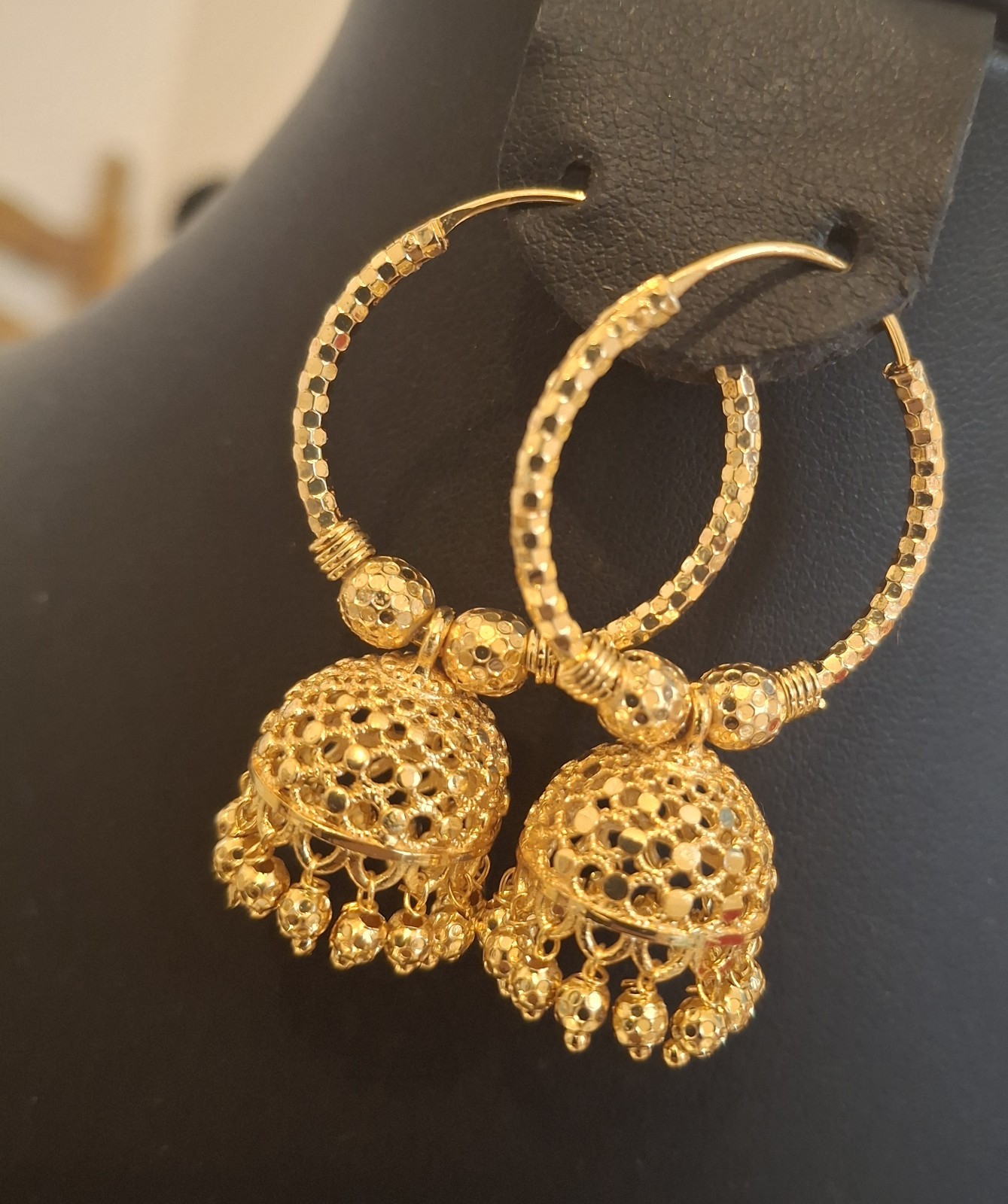 Gold Plated Asian Traditional Jumki Balli Medium Size 1.8inches Daily use produc