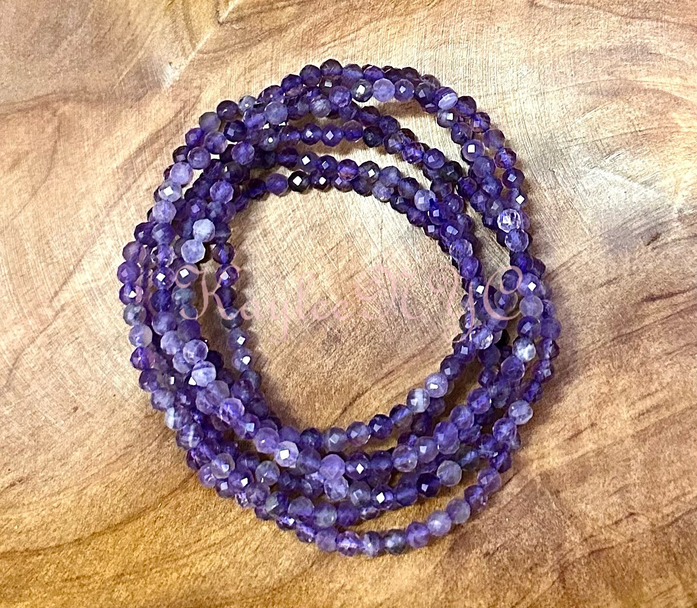Wholesale 6 Pcs Natural Amethyst 4mm Faceted 7.5” Stretch Bracelet