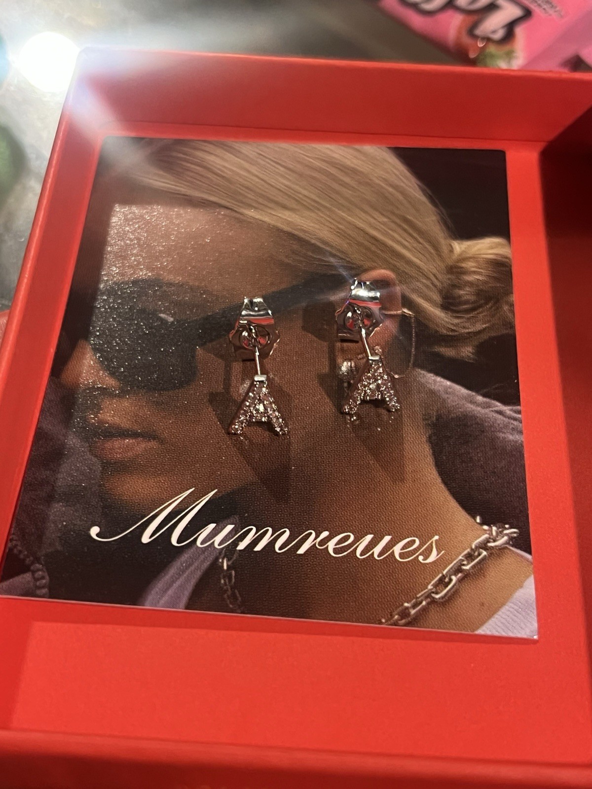 Silver Crystal MUMREUES initial “A” dangle earrings New