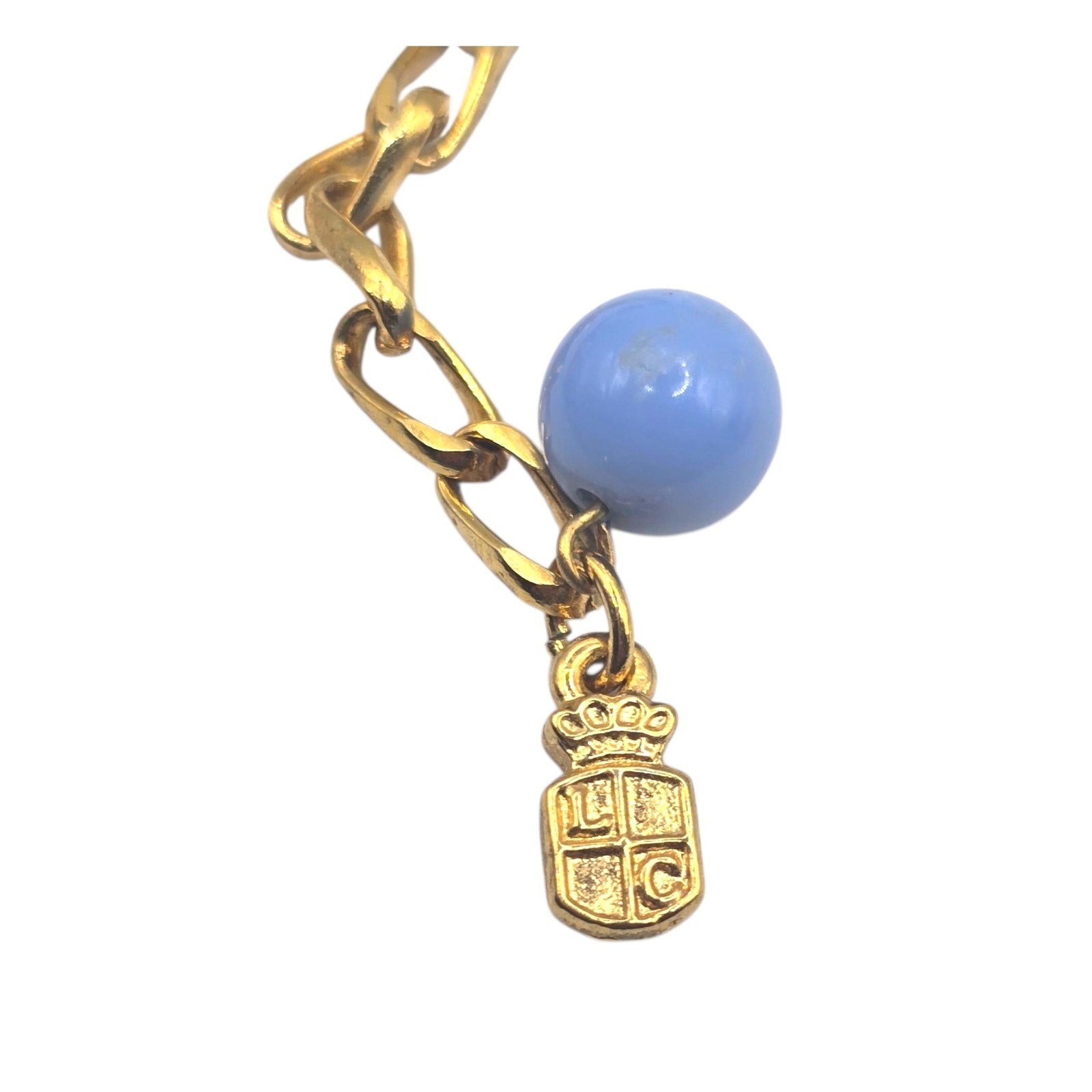 Necklace Vintage Liz Claiborne Wood Acrylic Blue White Beads 24″ Jewelry SKU2421
