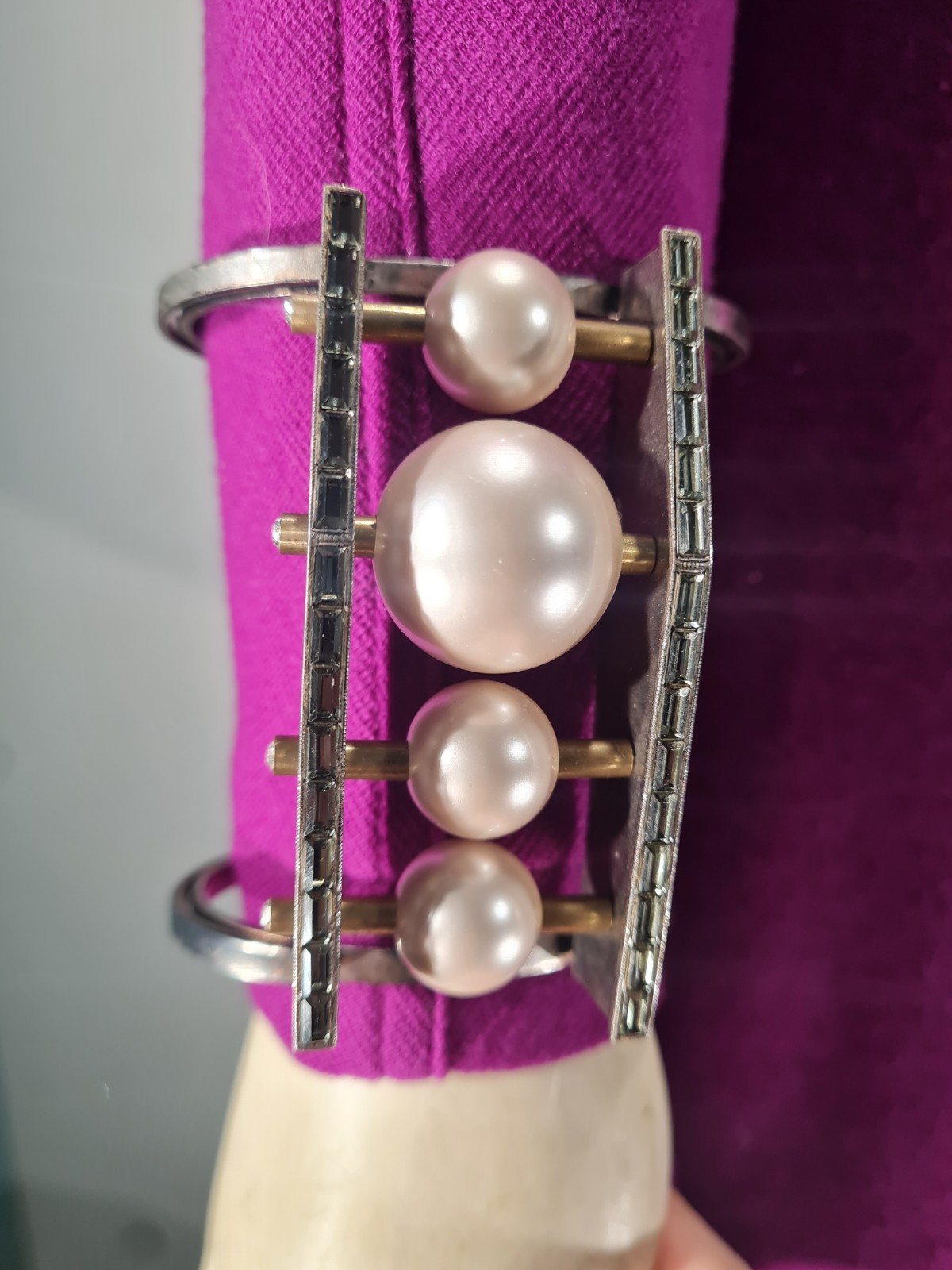 LANVIN by Alber Elbaz Modernist geometric faux pearls cuff