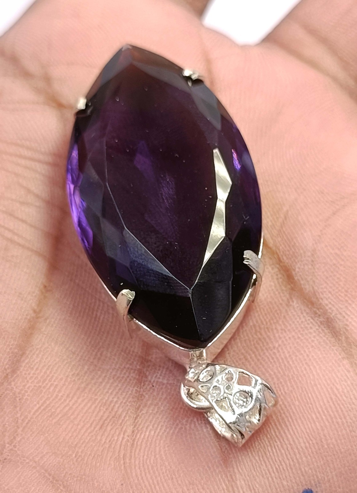 72 Ct Natural Purple Amethyst Marquise Cut EGL Pendant 925 Free Chain 6MGE