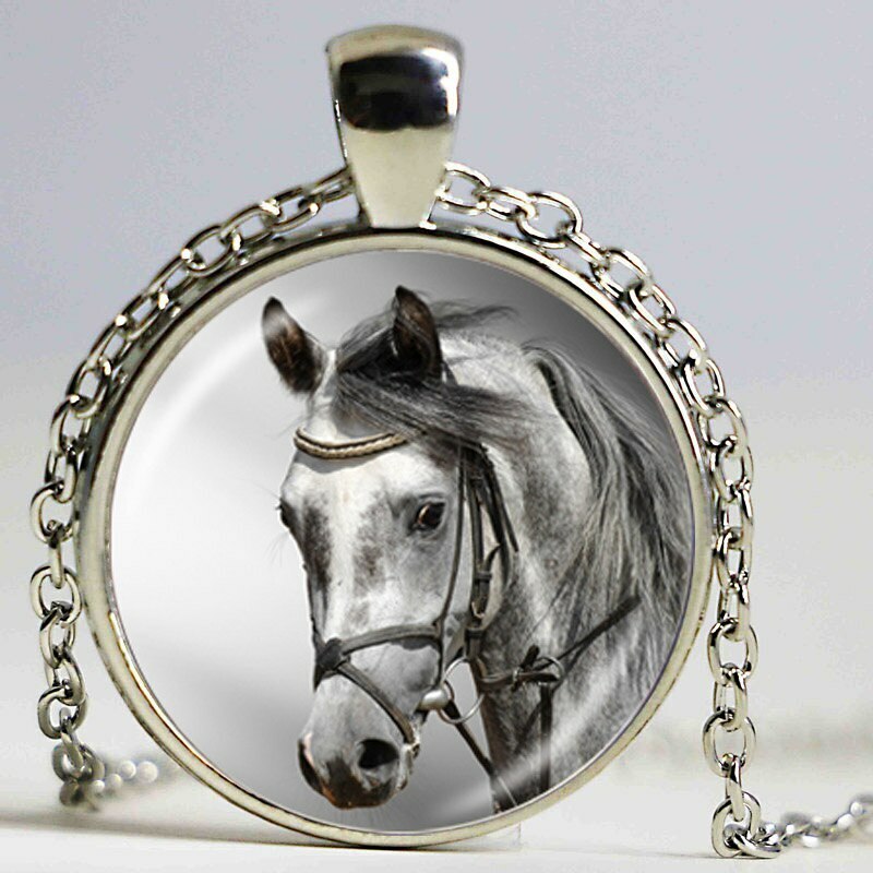 “German Silver” 20″ necklace HORSE pendant charm women female men gold gift box
