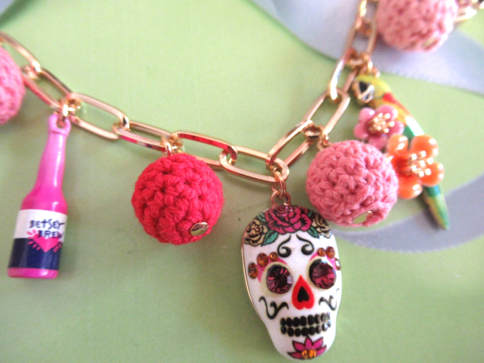 Betsey Johnson Cowgirl Sugar Skull Southwestern Charm Necklace& Skull Earrings