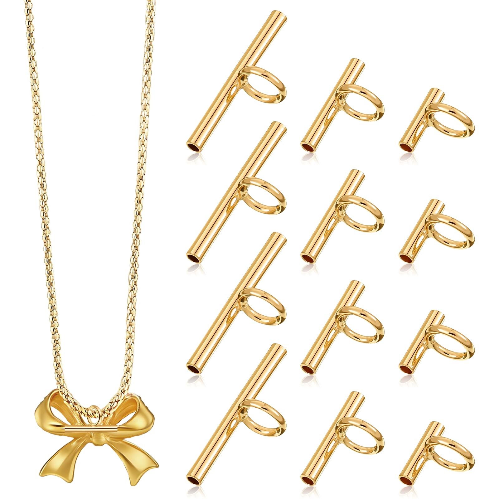12 PCS Brooch to Pendant Converters, Pin Necklace Adapters Brass Pin to Neckl
