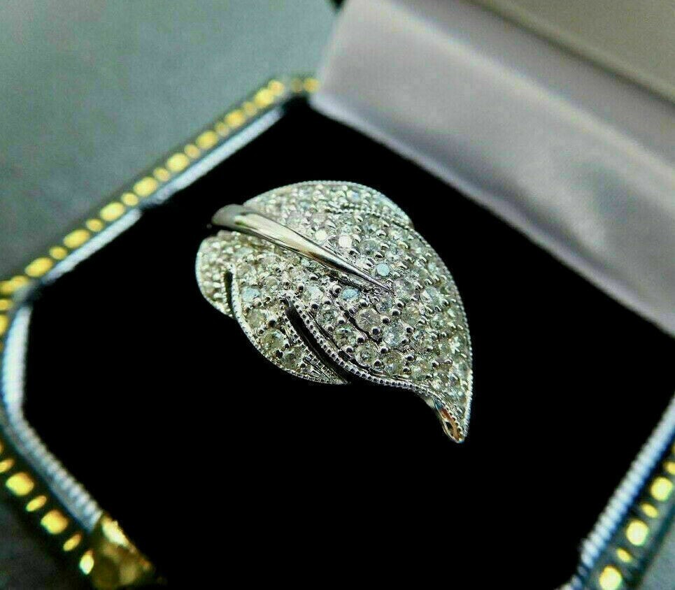 2.3 Ct Round Diamond 14 K White Gold Plated Engagement Wedding Cluster Ring