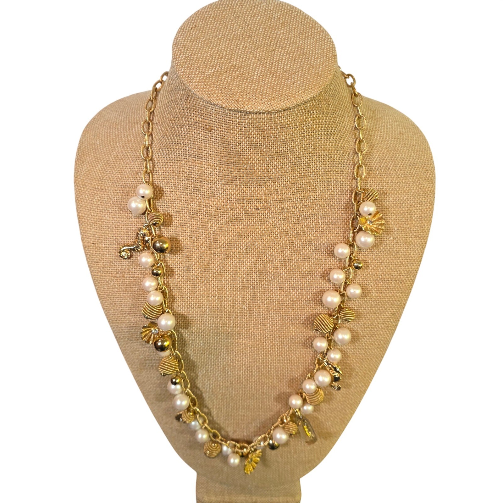 KATE SPADE New York Monterey Bay 12K Gold-Plated Pearl Charm Necklace 30″
