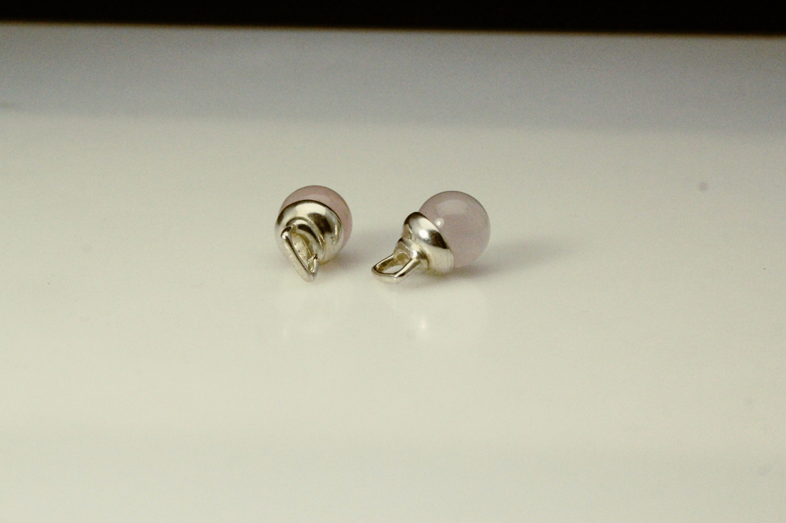 Light Pink Quartz Round 925 Sterling Silver Earring Jackets 5.8 grams (EAR5694)