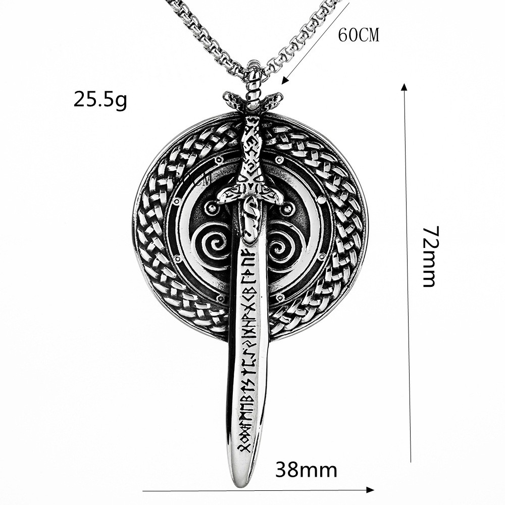 SMITH Mens Nordic Norse Viking Odin Rune Shield Pendant Necklace For Men Jewelry