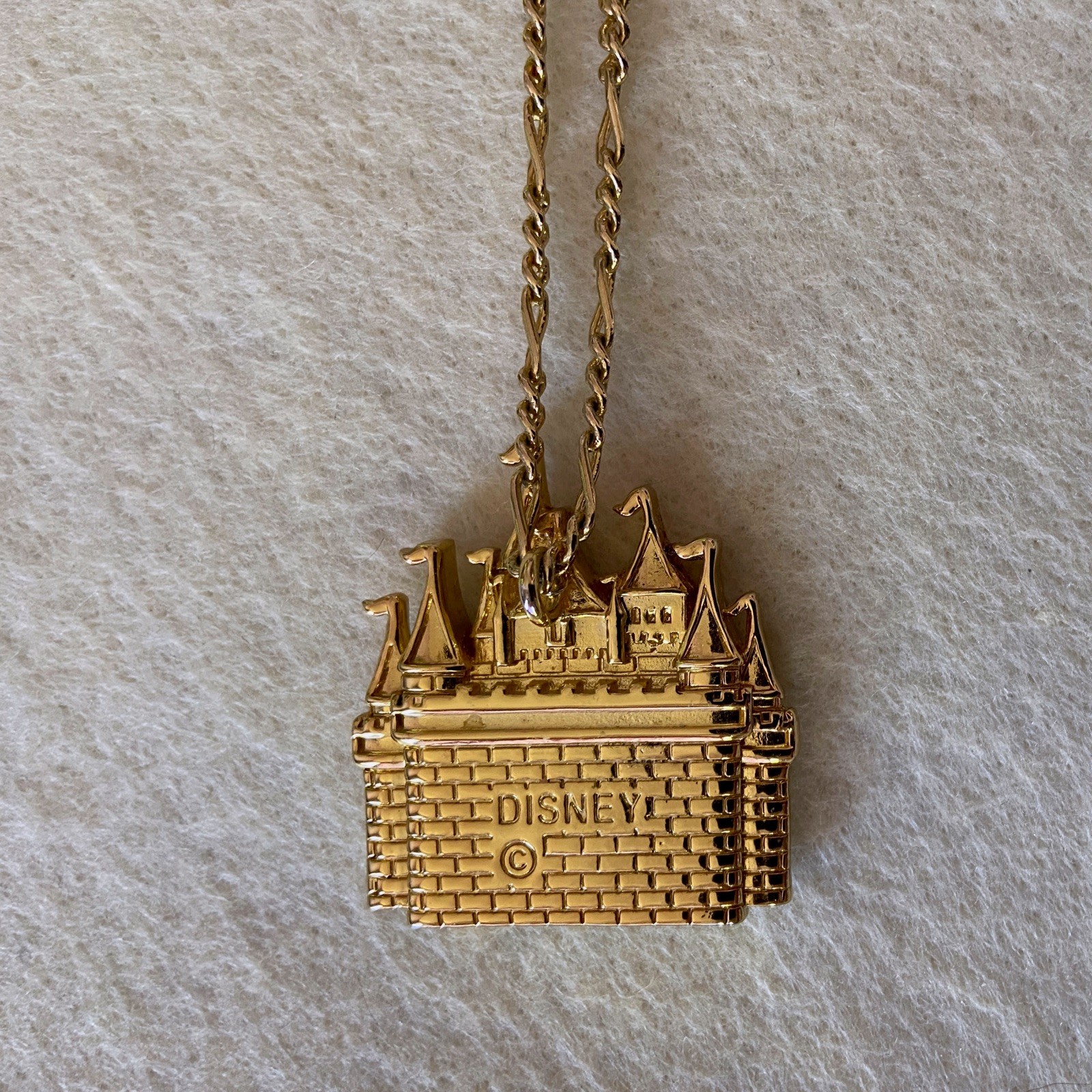 Disney Couture Kidada Cinderella Castle Necklace Gold Plated Enamel Swarovski