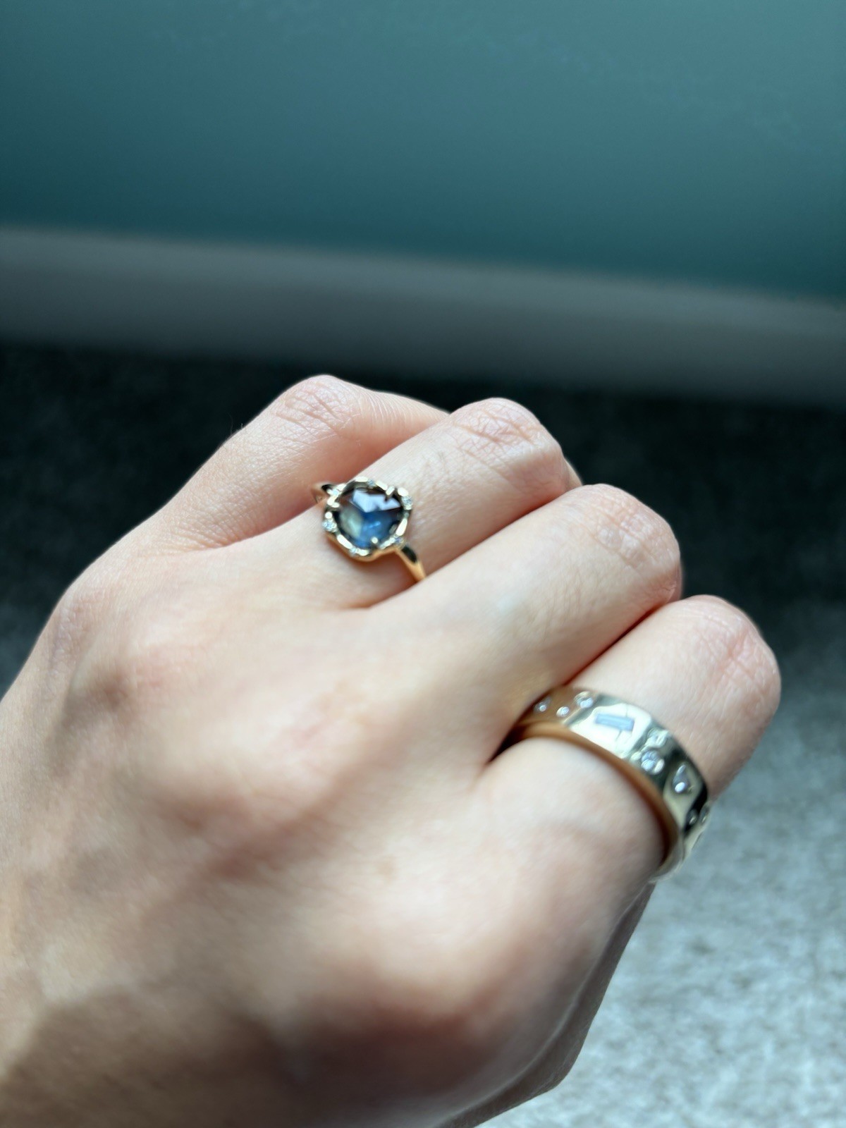 14 K Yellow Gold Sirciam Blue Sapphire Ring orginally $2,640