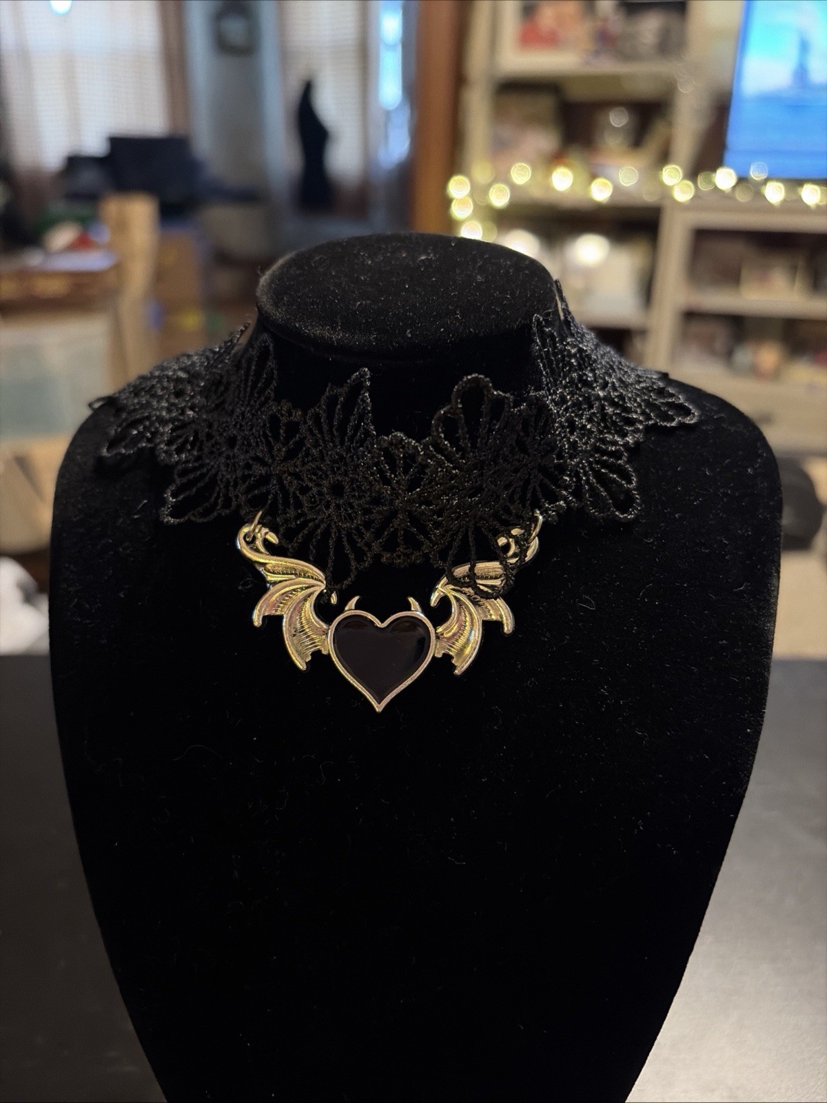 Retro Tattoo Goth Choker Necklace for Women Elastic Style 90s Gothic Look Heart