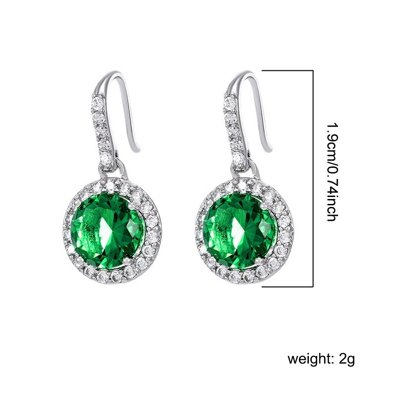 Simple personality emerald artificial gemstone earrings hook feminine earrings